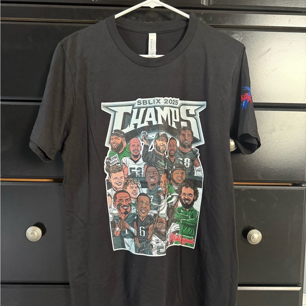 Philadelphia Eagles Championship T-Shirt Black Men’s Medium SBLIX 2025 Champs